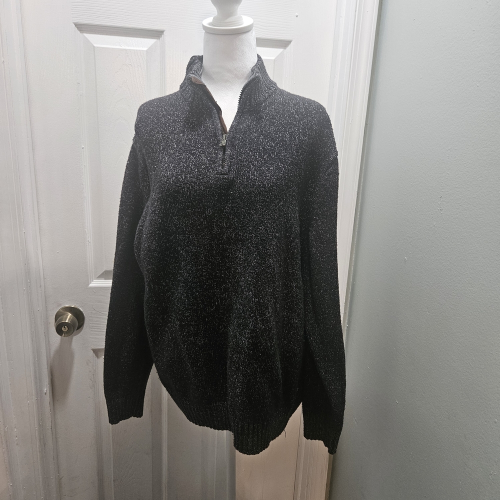 Chaps Charcoal Zip-Up Sweater for Men
